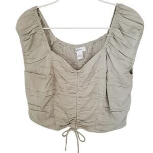 Japna Sage Green Rushed Crop Top Size L